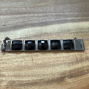 Dyrberg/Kern Momba chessboard cut Jet stone bracelet